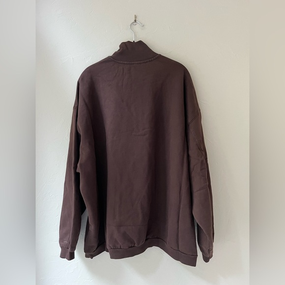 SKIMS BOYFRIEND FLEECE SLOUCHY HALF ZIP OVERSIZED PULLOVER ESPRESSO S M - Picture 5 of 6
